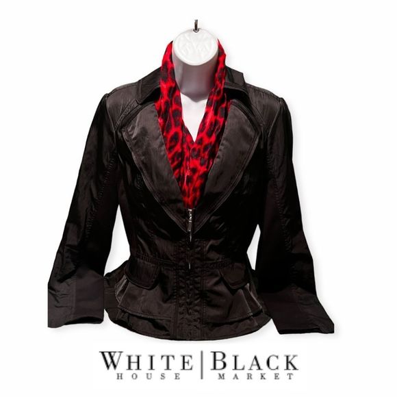 White House Black Market Jackets & Blazers - White House Black Market Lightweight Peplum Jacket w/Pleats, Ruffles, 1/2 Zip ~6